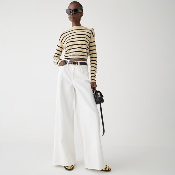 J.Crew Cropped bouclé Rollneck sweater in stripe L - Picture 1 of 3